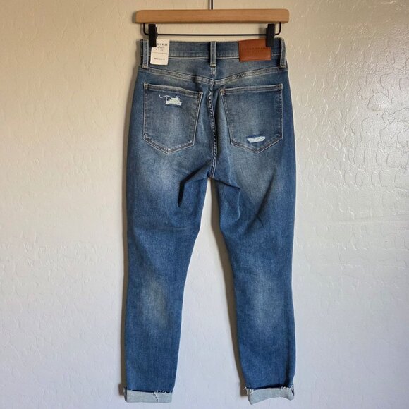 Lucky Brand Bridgette Denim Ankle Jeans Blue Distressed Exposed Button Fly 6 NEW - Picture 6 of 12
